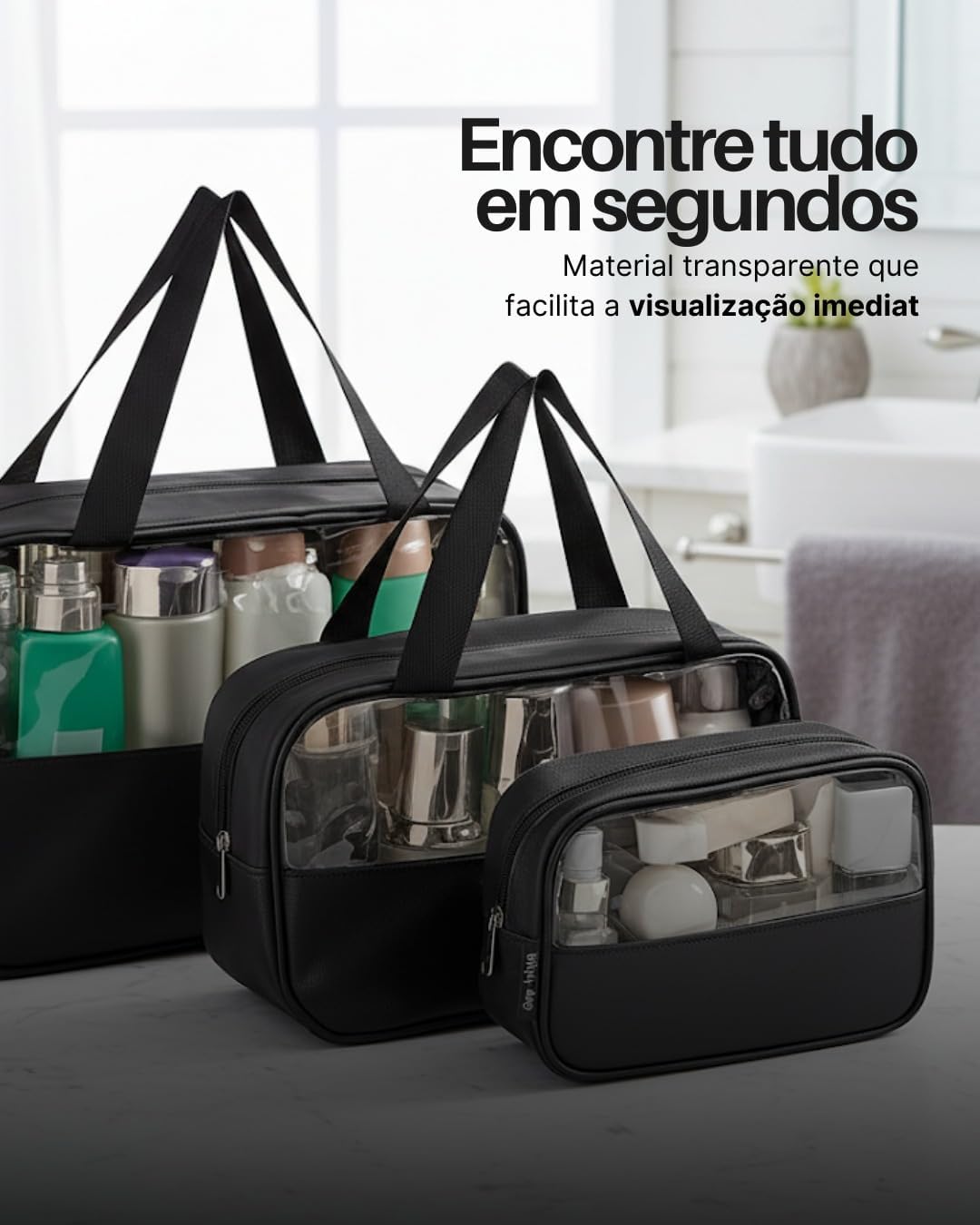 Kit Necessaire Transparente 3 em 1 Bolsa de Viagem para Maquiagem e Higiene Pessoal Unissex – Grande Capacidade, Organizador em PVC Impermeável, Ideal para Academia, Mala, Mala de Mão (Branco) Kit Necessaire Transparente 3 em 1 Bolsa de Viagem para Maquiagem e Higiene Pessoal Unissex – Grande Capacidade, Organizador em PVC Impermeável, Ideal para Academia, Mala, Mala de Mão (Branco)