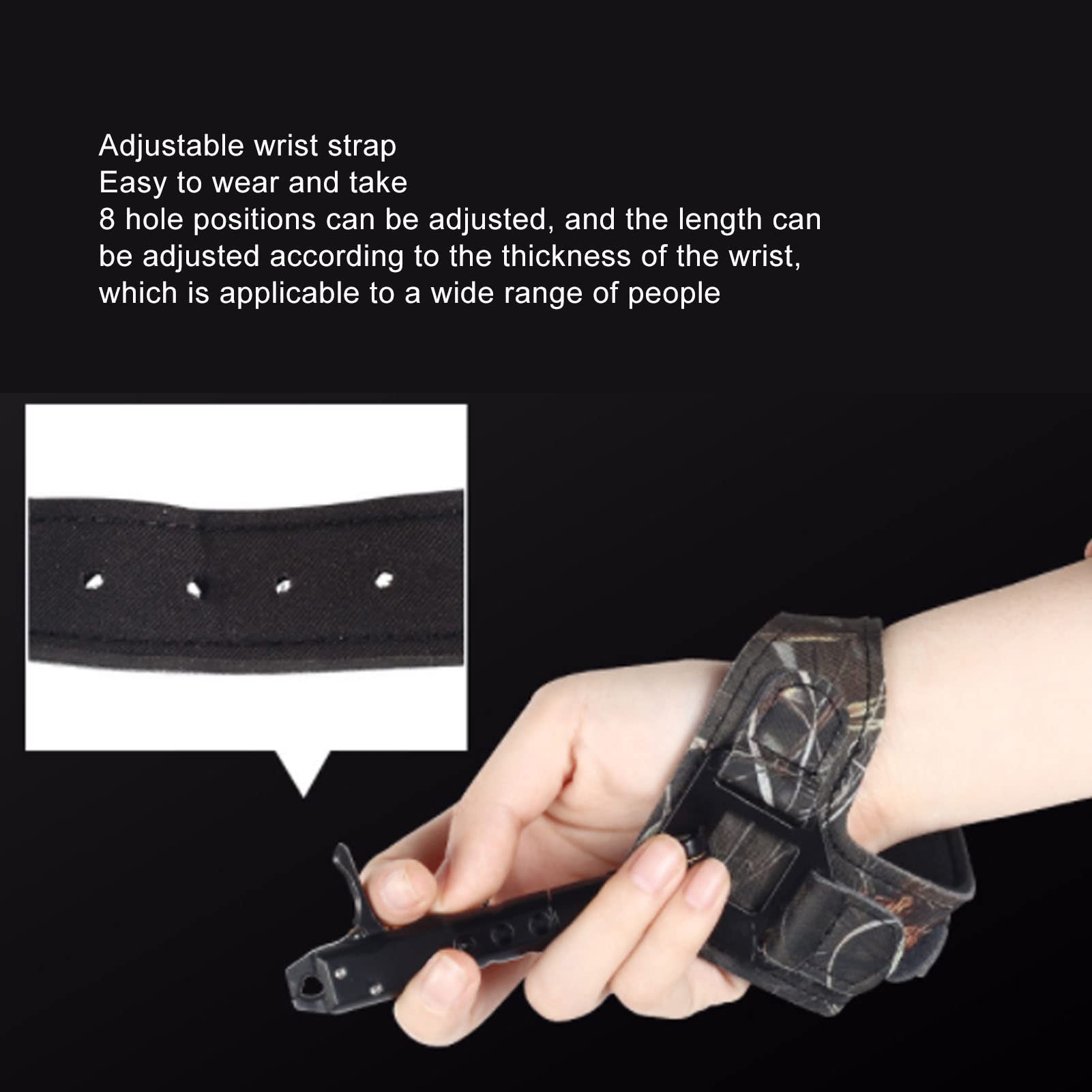 Déclencheur de Dégagement d'arc à Poulies, Accessoire de Tir à l'arc Léger pour Améliorer la Précision de l'aide au Dégagement de l'arc Tige de Poignet Réglable pour le Tir en Extérieur (Camouflage)