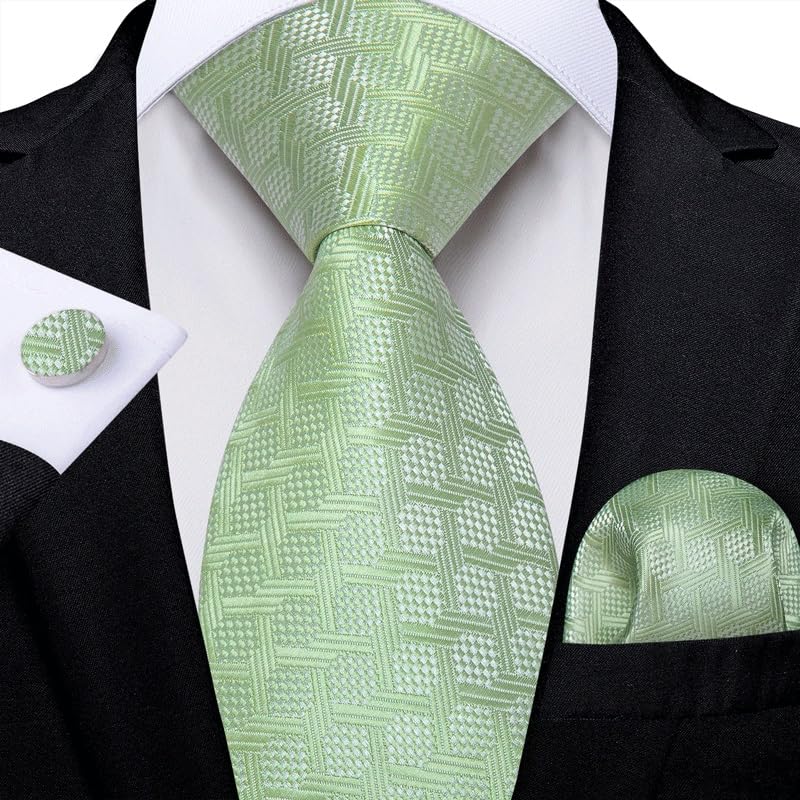 Corbata de seda a cuadros para hombre miniatura 2