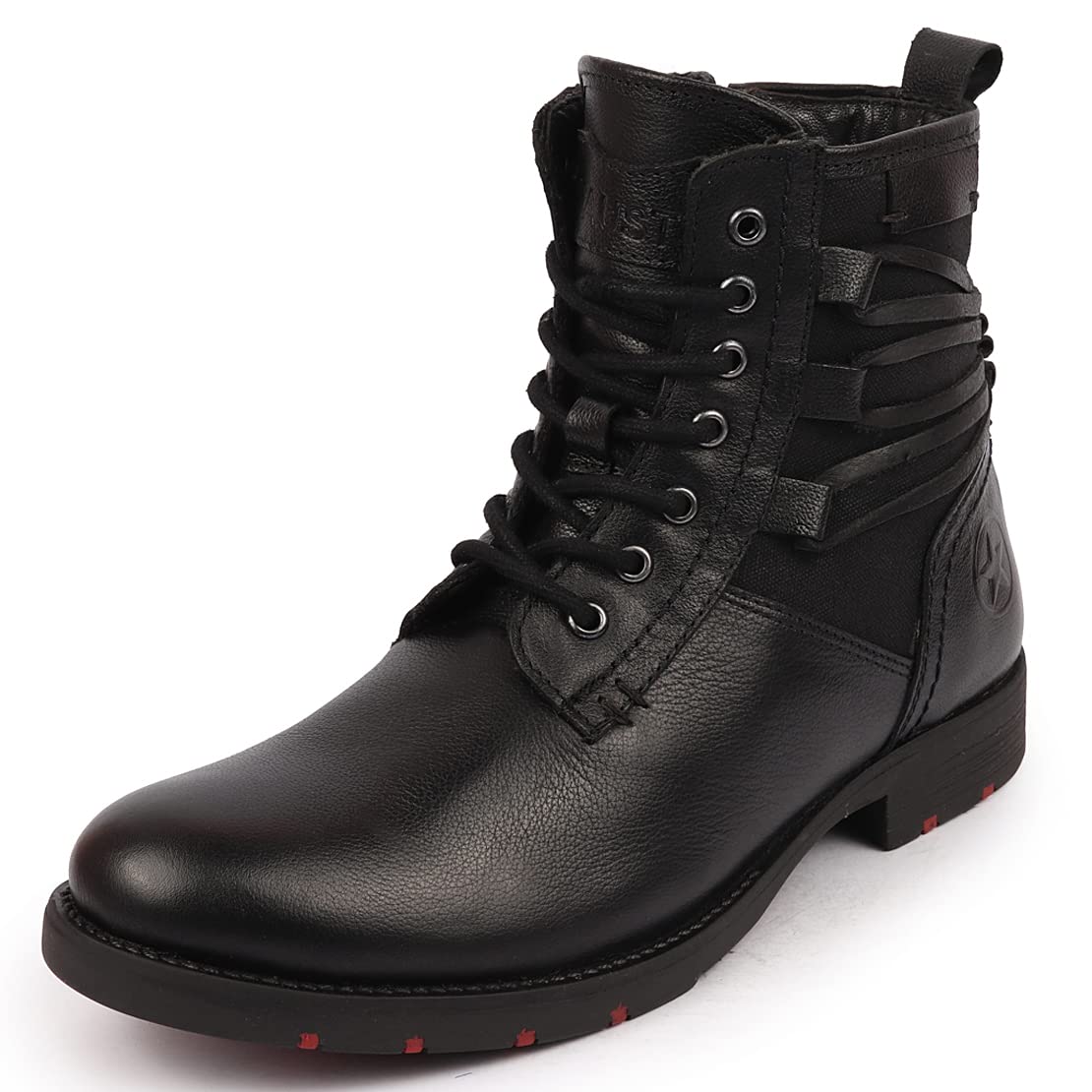 FAUSTO FST FOLMCB-3003 BLACK-44 Mens Black High Ankle Genuine Leather Side Zipper 7-Eye Lace Up Classic Hiking Flat Boots (10 UK) (B0BH4J1P6T) Amazon Price History, Amazon Price Tracker