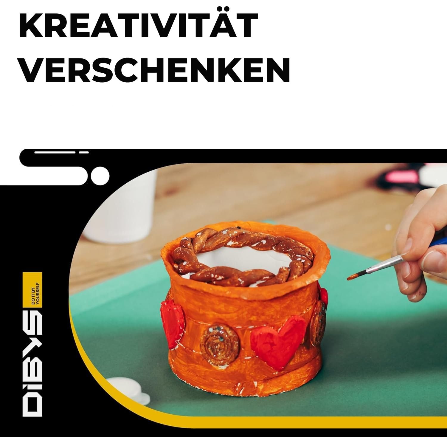 DIBYS Töpfer-Set für Zuhause | Starter mit Modellier-Werkzeug, lufttrocknendem weißen Ton, Farben & Pinsel | DIY-Töpfern für Erwachsene | Kreatives Hobby | Geschenkideen