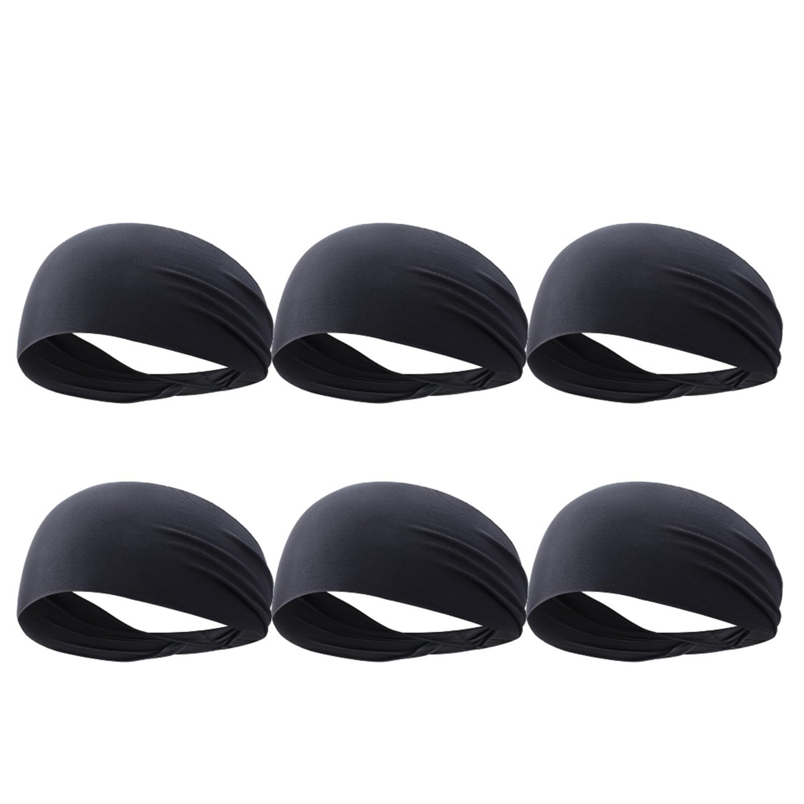 Elastyczna opaska sportowa do włosów, Sports Sweatband Headbands Pack Of 1-10 Black Grey Blue Dark(Black 6pcs)