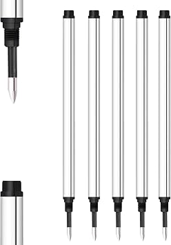 DunBong Spiral Refill, Replaceable Gel Ink Rollerball Refills 5 Pack, 0.5mm Medium Point, Threaded Rolling Ball Refills Black