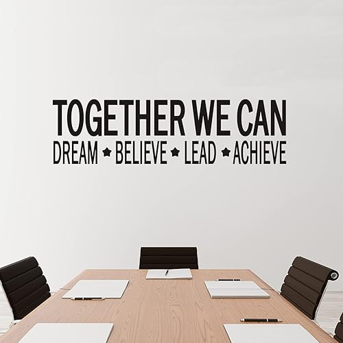 Miniatura 2 de VODOE Calcomanías de pared grandes con texto en inglés Together We Can Dream Believe, Lead Achieve, calcomanías de pared para oficina, sala de