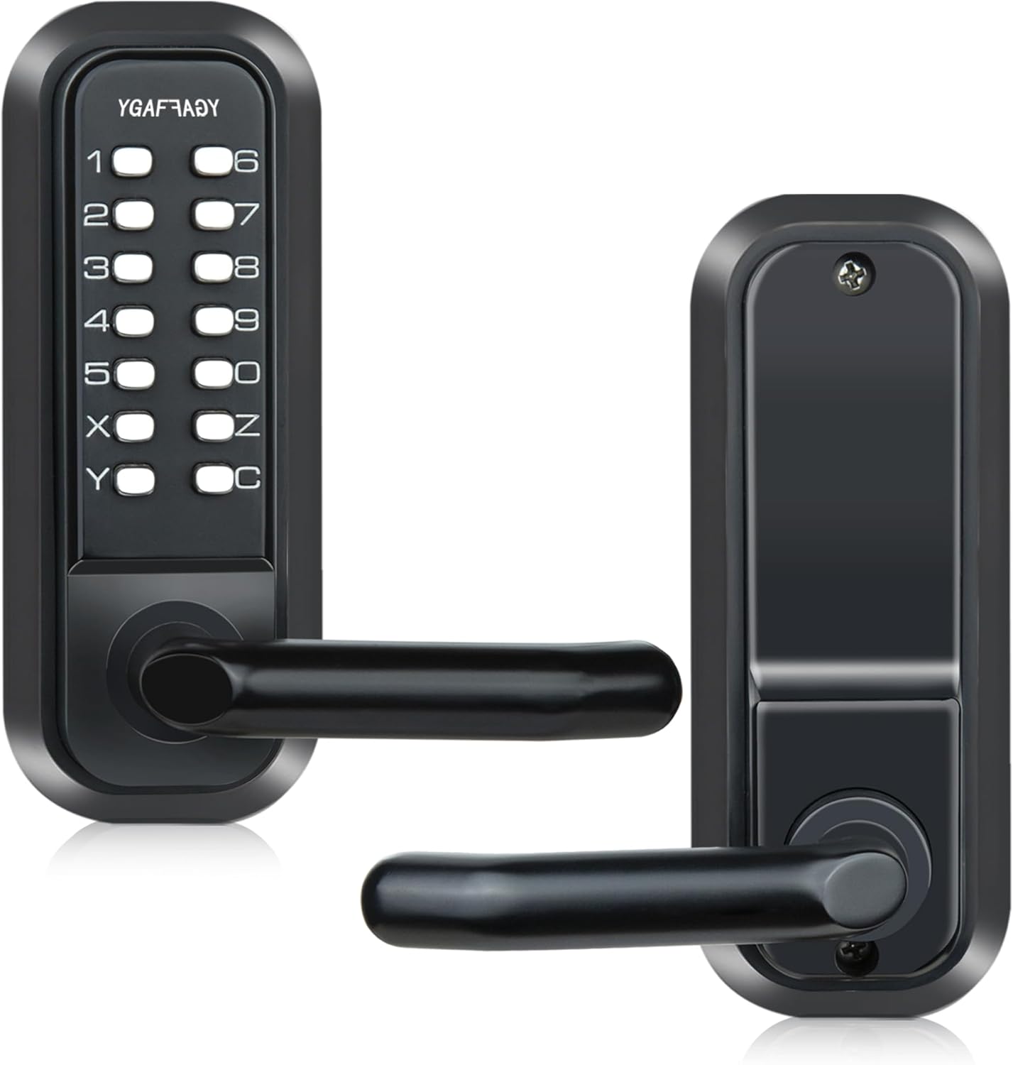 YGAFFAGY Mechanical Code Entry Door Lock,14 Digital keypad, Weatherproof deadbolt with Handle, Security Outdoor Lock Without Electronic, Easy Installation, for Home, Yard-gate, Office, Matte Black