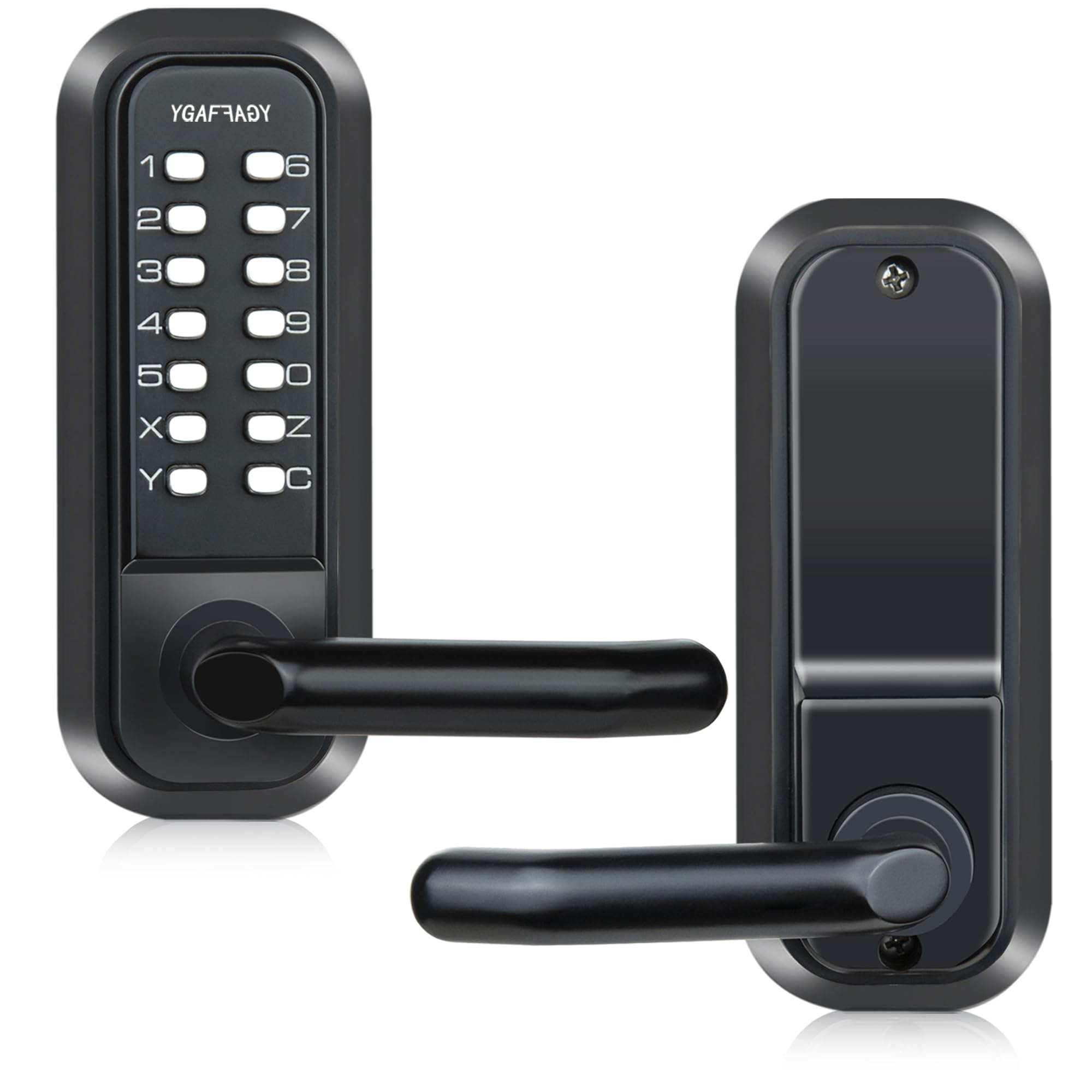 Photo 1 of YGAFFAGY Mechanical Keyless Deadlatch Lock with Handle - Matte Black