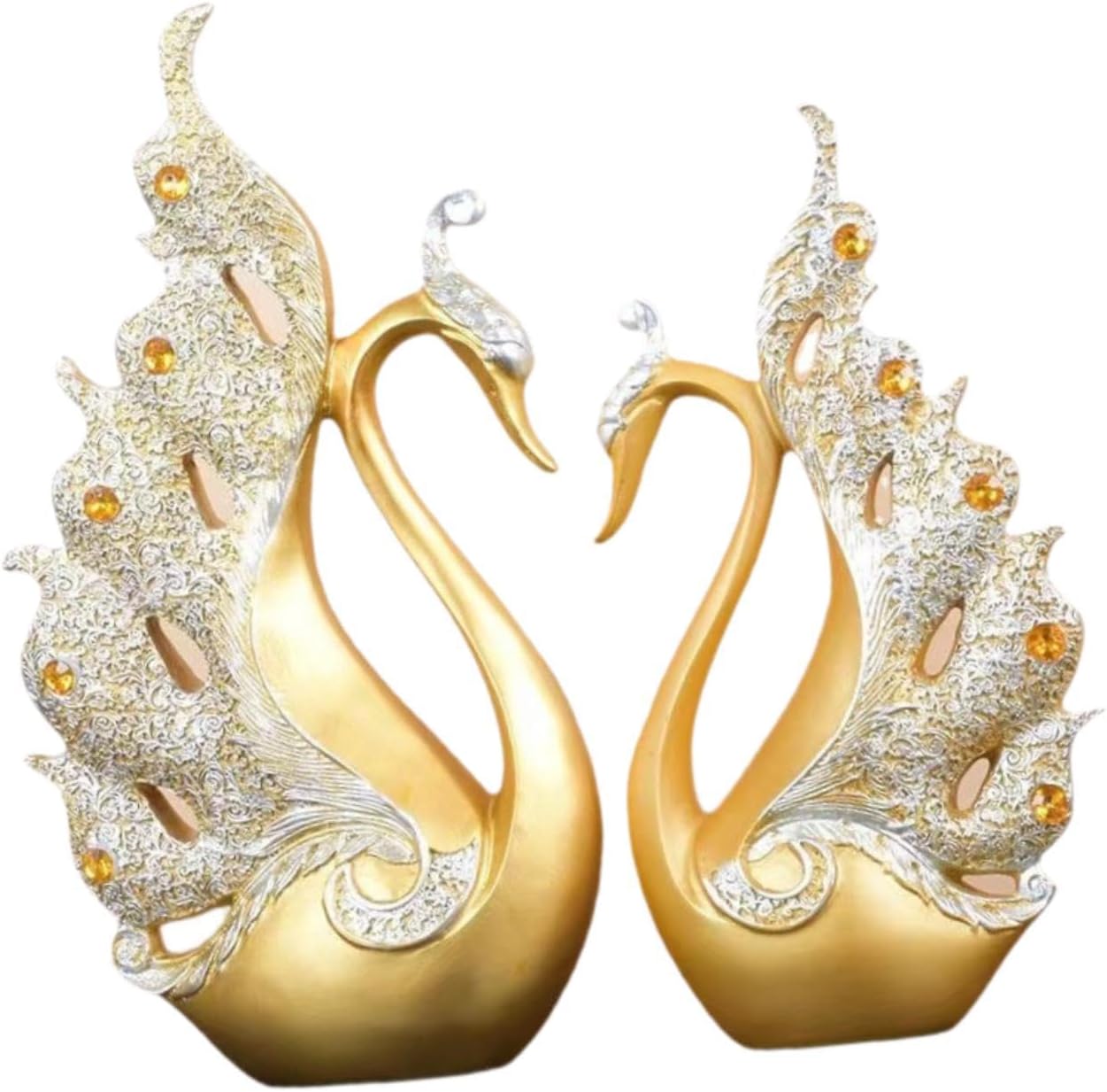 Bothyi 2X Swan Figurines Decor Couple Swan Statue Shelf