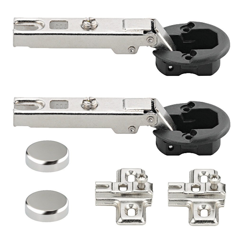 2 Stück - GedoTec bisagra de puerta cristal Cinta para ollas Montaje angular CA con Cierre automático muebles placa & Tapa cromado Acodado 0 mm cazoleta Acero niquelado Calidad marca su Sala estar