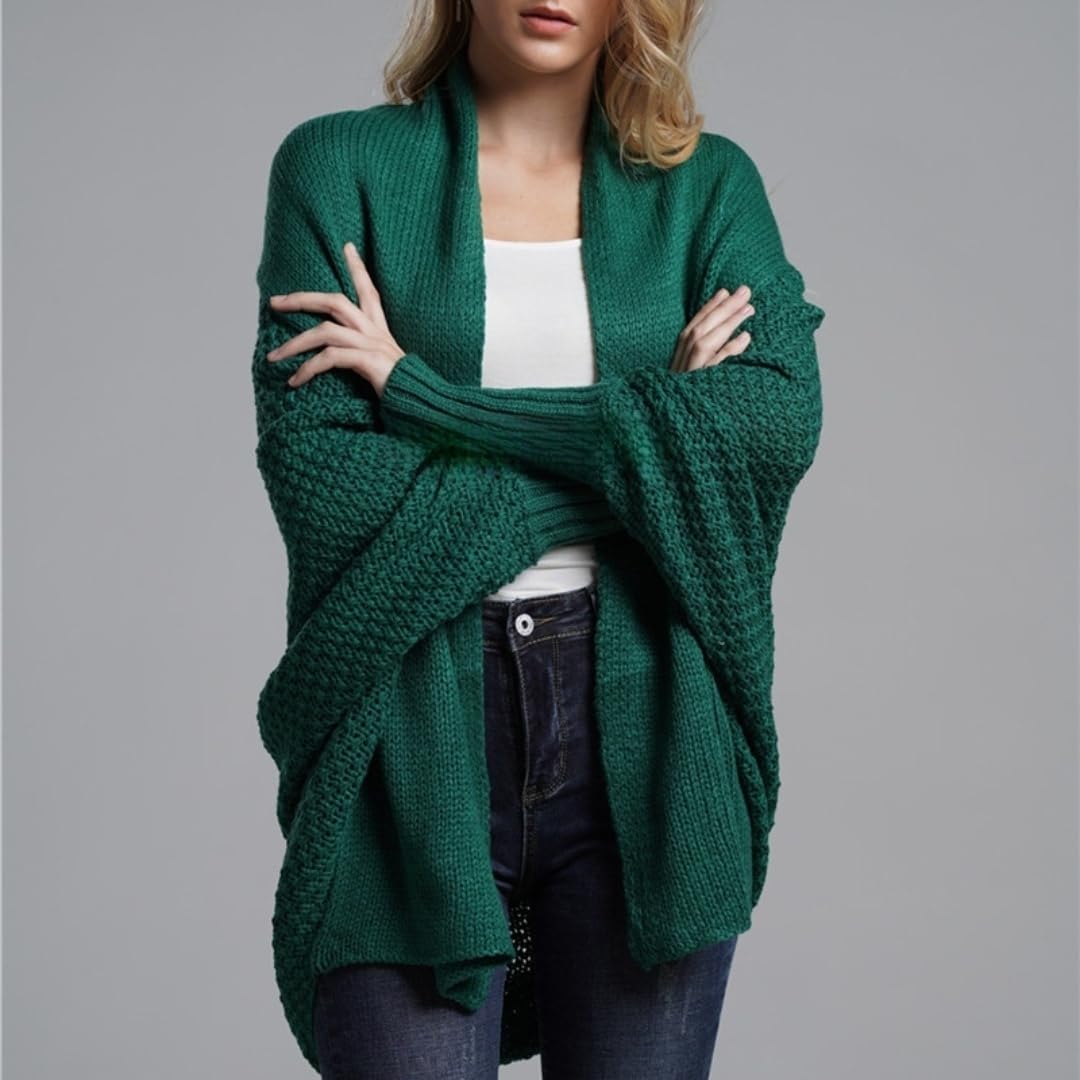 Damen Oversized Strickjacke Offene Vorderseite Grobstrick Kimono Strickjacke Slouchy Wrap Fledermausärmel Gestrickte Pullover Tops Leichte Herbststrick Outwear