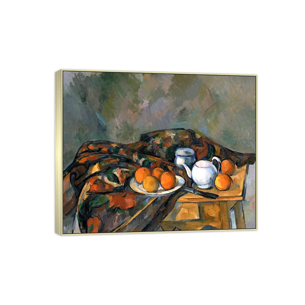 SDYSKKUG Canvas Wall Art Picture Decor Teapot by Paul Cezanne 85x70cm Silver Frame