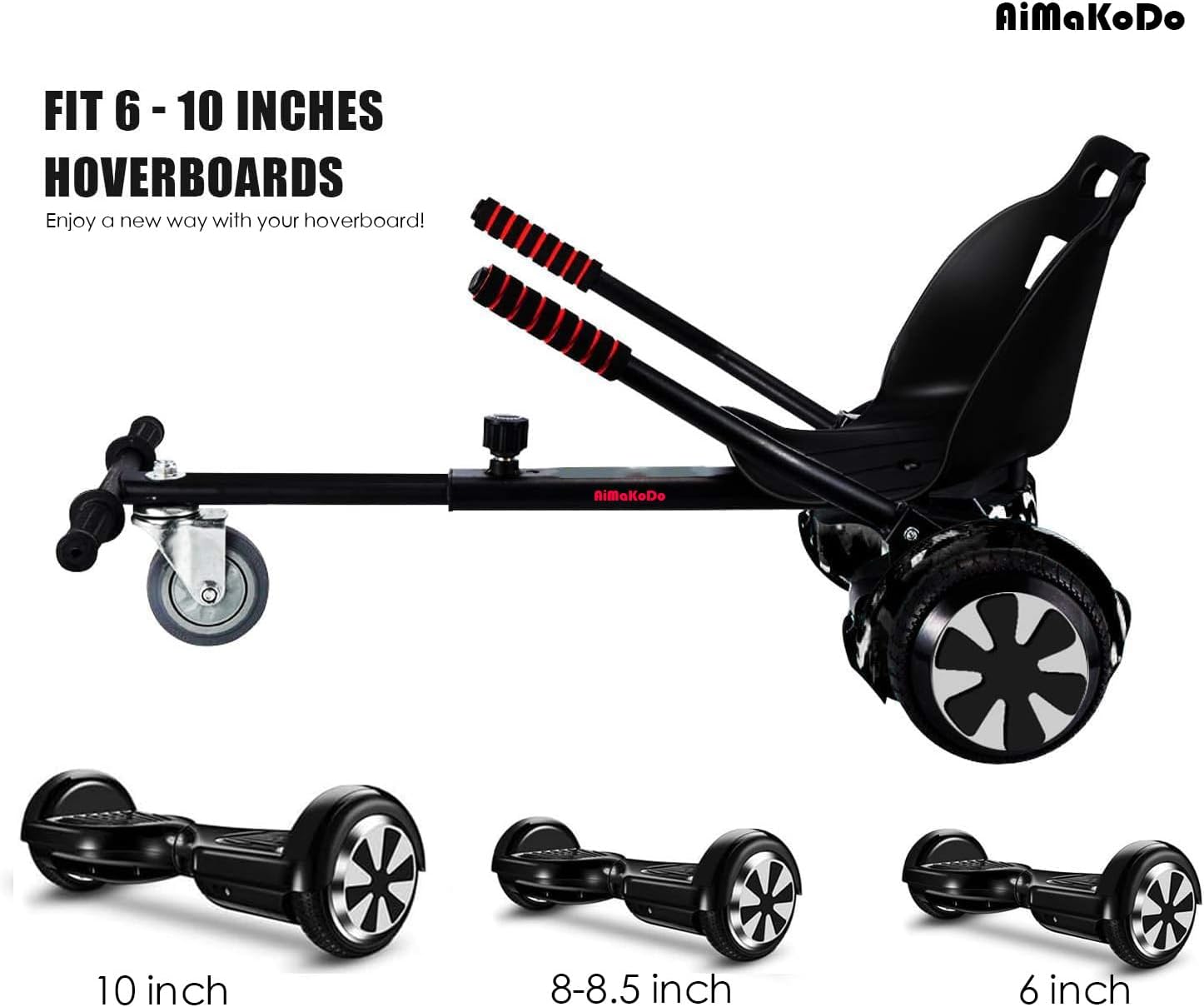Hoverboard Go Kart, Hoverboard Kart for seat for seat for 6 "8" 10 "car scooter -two -wheeled lifting, length of the adjustable frame with swivel LED wheel suitable for all ages 6 618Gya2X20L. AC SL1446