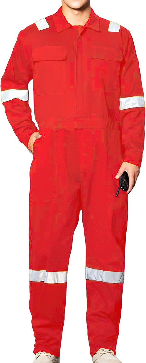 Thatrich Hi Vis Overalls for Men Women Long Sleeve One Piece Jumpsuits Insulated Coveralls Loose Casual Fall Winter Workwear