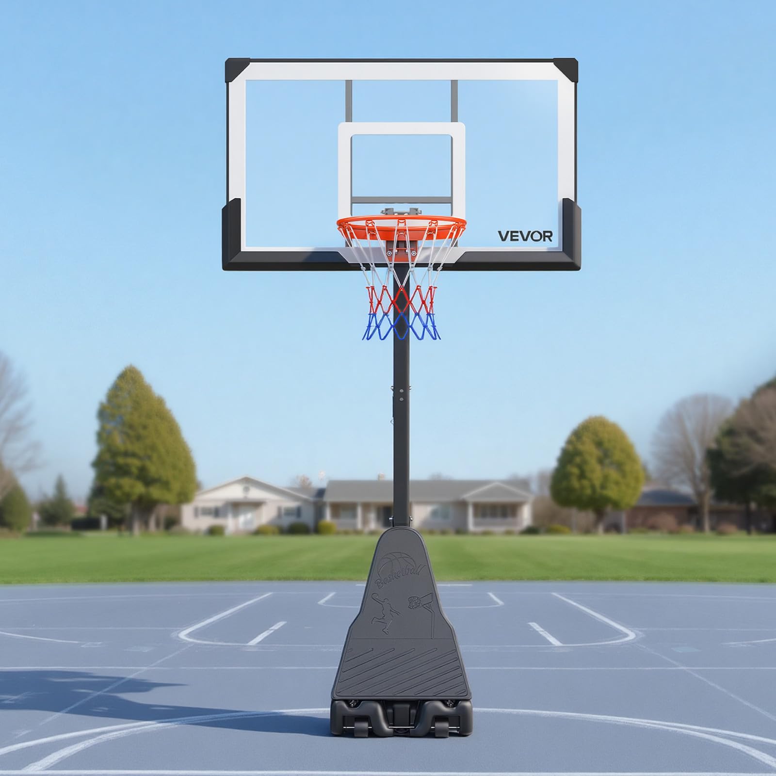 VEVOR Canestro da basket, regolabile in altezza, portatile, canestro da basket all'aperto, tabellone in PC per adolescenti, adulti, campo da basket, scuole, parchi
