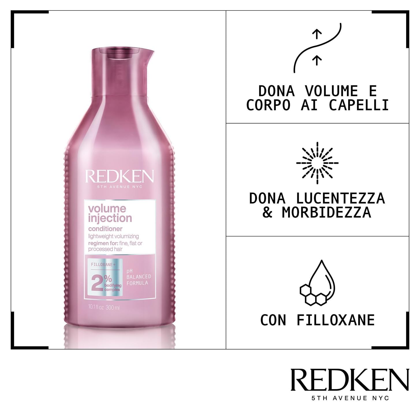 Redken | Balsamo professionale Volume Injection, Volumizzante per capelli lisci e piatti, 300 ml