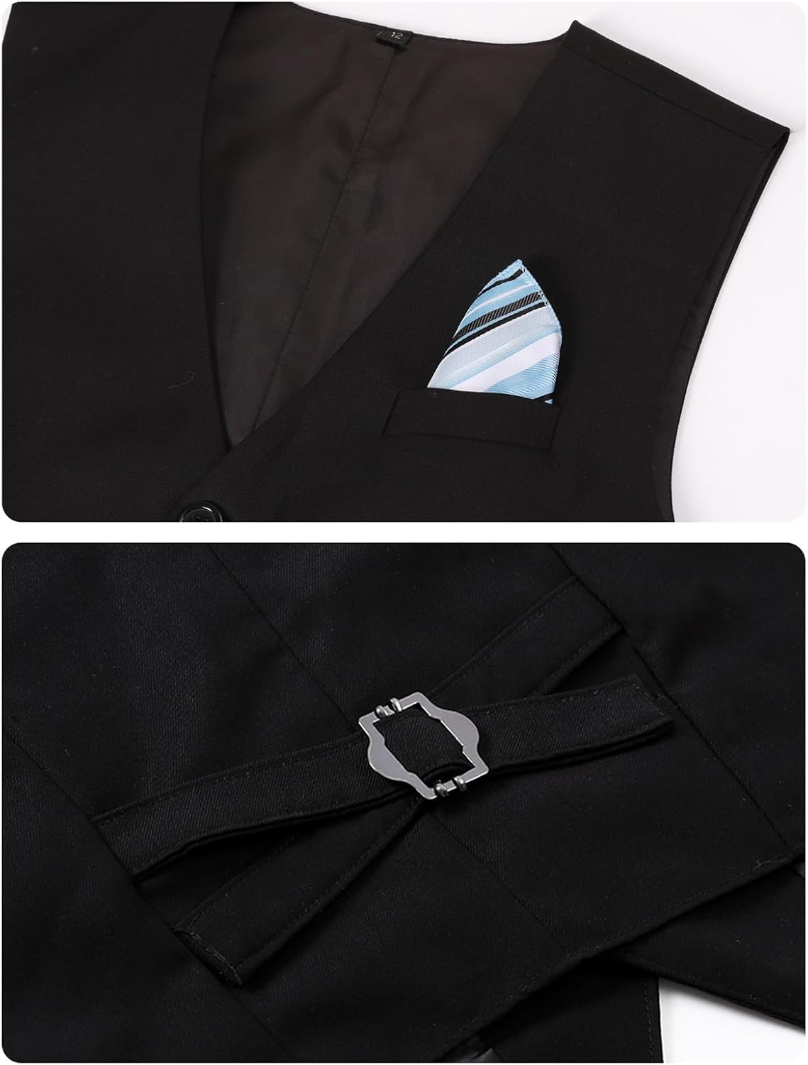 A&J DESIGN Boys 6-Piece Formal Suit Vest and Pant Set with Dress Shirts, Vest, Pants, Tie, Bowtie and Pocket Square