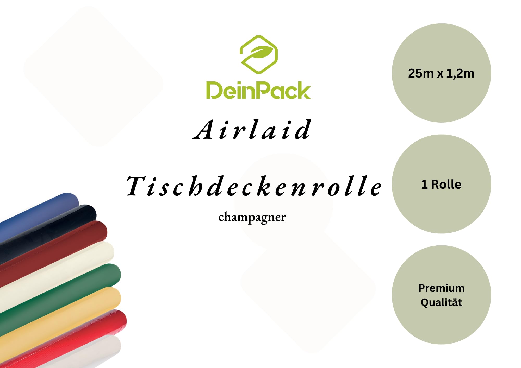 1x Airlaid Tischdeckenrolle Champagner 25m x1,2m HORECA | Hochwertige HORECA Tischdecke, Einfarbige Papiertischdecken Rolle, Ideal für Party, Hochzeit, Geburtstag, Deko & Events