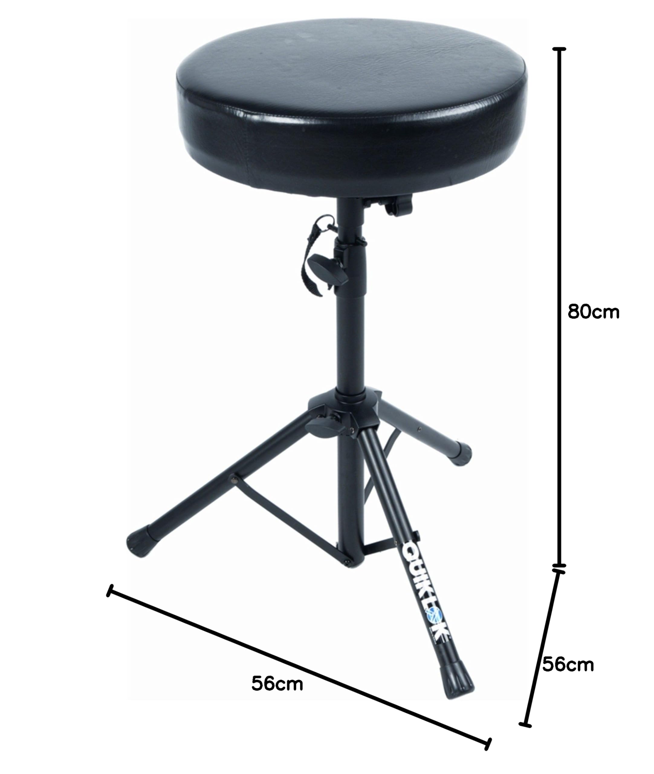 QUIK LOK - BX/6 SGABELLO SERIE BASIC Sgabello Ideale per Tastieristi e Batteristi, con Seduta Rotonda, Regolabile in Altezza (7 posizioni) 59/80 cm, Colore Nero