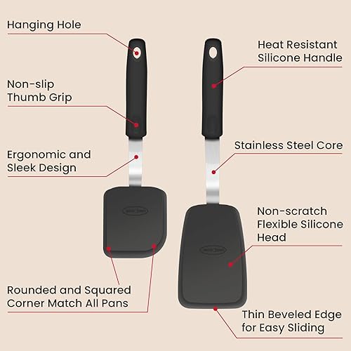 Miniatura 3 de Unicook Juego de espátulas de silicona pequeñas de 2 piezas, resistentes al calor, juego de espátulas de cocina antiadherentes, utensilios de cocina