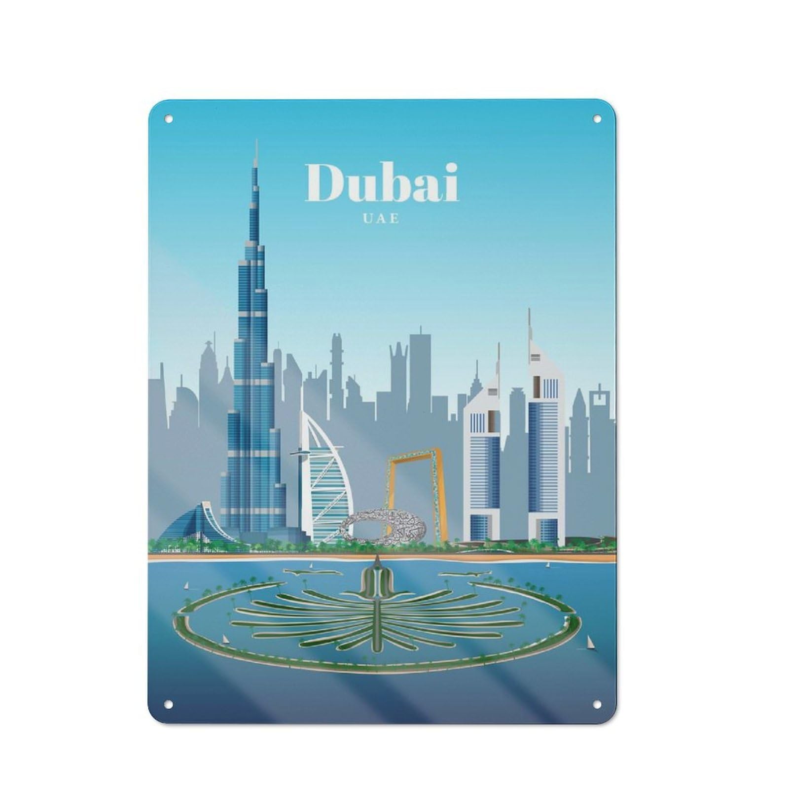 Junmoney Visit Dubai Metal Sign 40X30cm With For Home Bar Wall, Vintage Decor, Wall Decoration For Home Bars And Entertaining Spaces