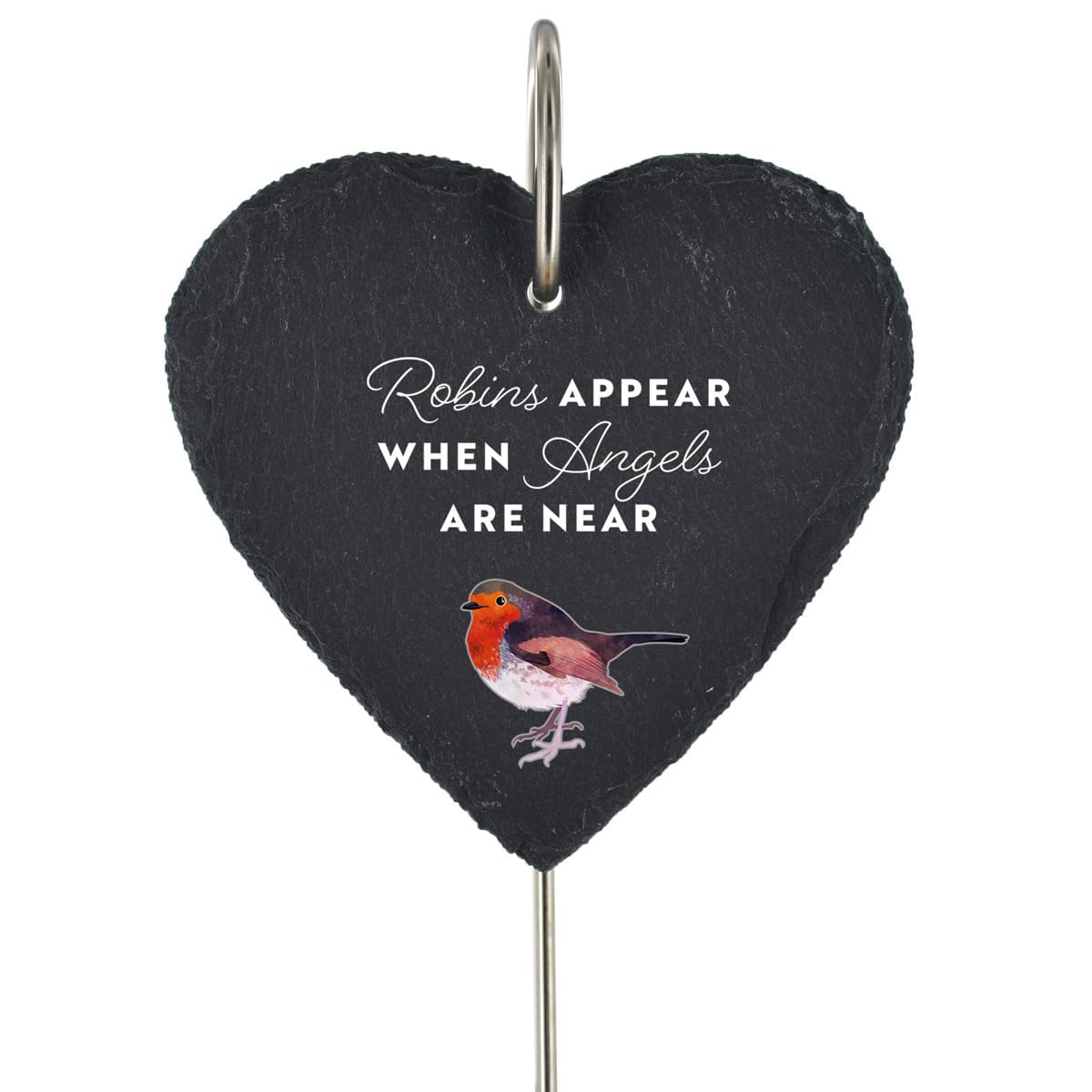 Global Designs Robin Grave Stick Marker Plaque Ornament Memorial Slate Robins Appear Sentimental Tribute Graveside Decor 25x11cm