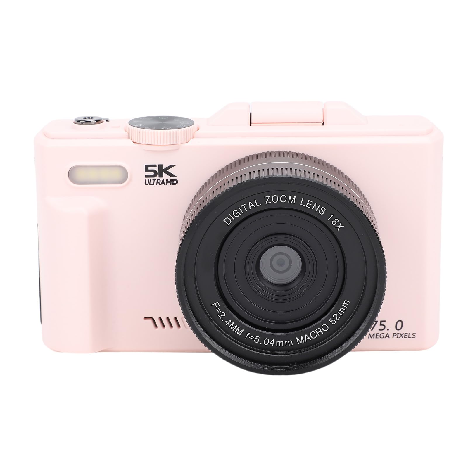 Tbest Fotocamera Digitale 5K WiFi Vlog Camera con Zoom Digitale 18X da 75MP Schermo Ribaltabile da 3 Pollici per Fotografie di Viaggio e Registrazione Video