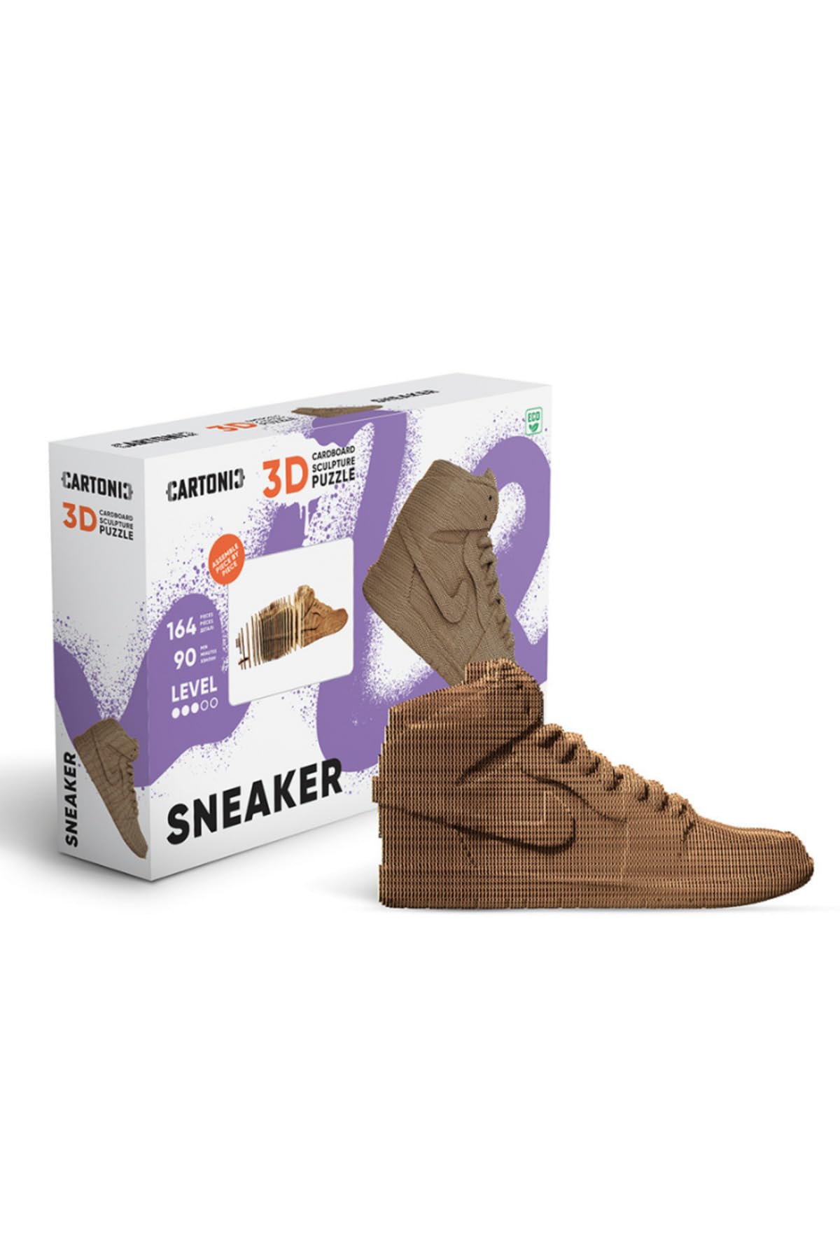 Zapatilla de puzle 3D de cartón reciclado