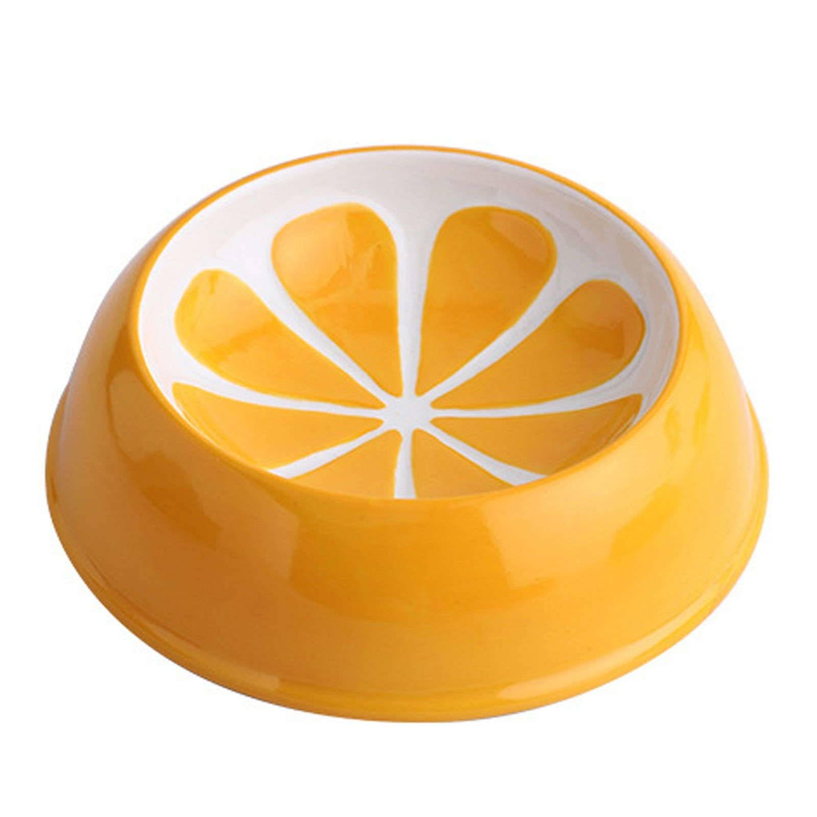 Fruit Shaped Cat Bowl For Food And Water, Ceramic Cat Food Bowl For Cats And Small Dogs, Stress Free-Orange Bowl-1