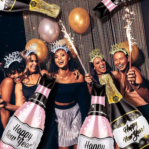 HEREER New Year Decorations 2026 Gold and Silver HAPPY NEW YEAR Headband for Adults Kids New Year Eve Party Supplies (12PCS) - Image 3
