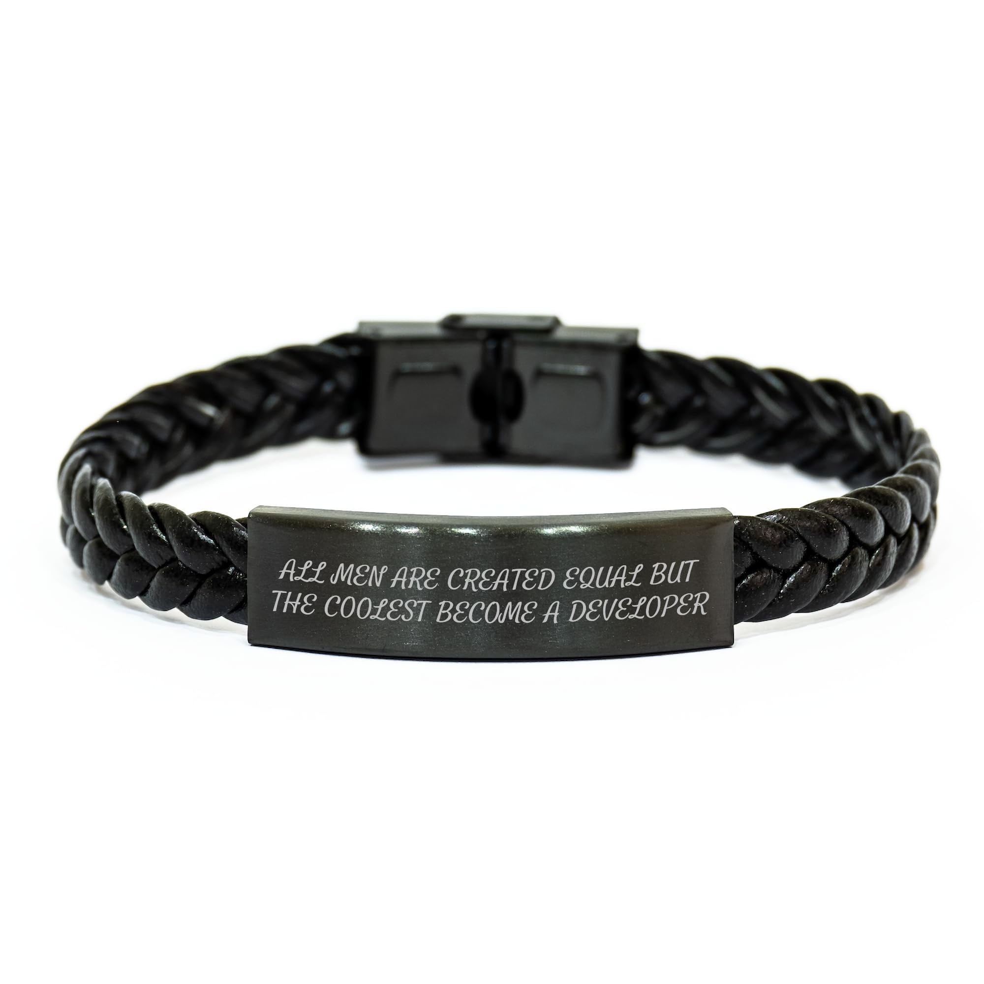 Developers' Favorite Braided Leather Bracelet, A Symbol of Excellence, for All Men Are Created Equal But The Coolest Become A Developer, Ideal Gift for Christmas, Gifts from Men, Gifts for Developers