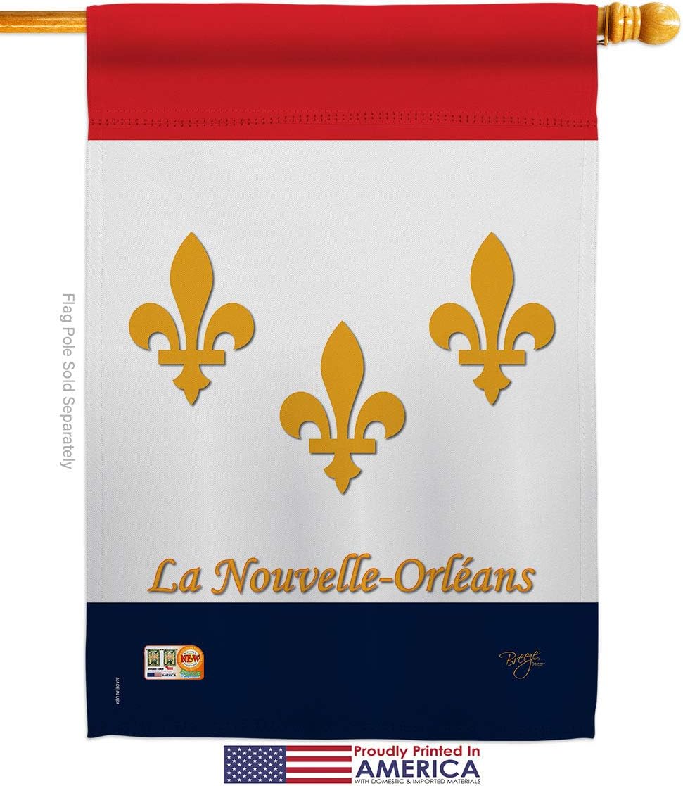 New Orleans House Flag Dowel Set Americana States USA American Territories Republic Country Particular Area Small Decorative Gift Yard Banner Made In 28 X 40