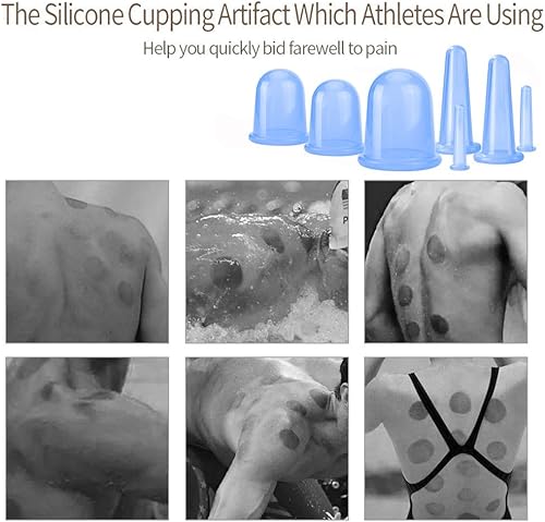 Vista 12 de MAFLY - Juego de terapia de ventosas, 7 piezas de silicona anticelulitis, tazas de masaje con succión al vacío, juegos de ventosas faciales