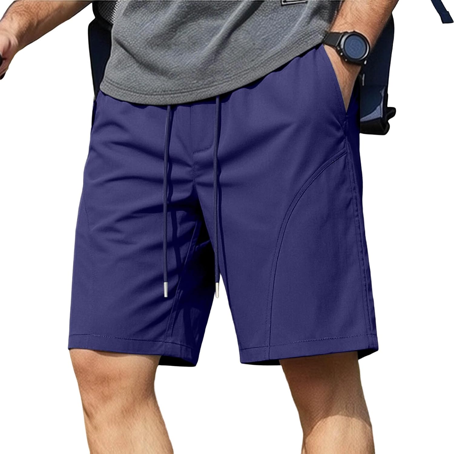 Mens Shorts Casual Classic Fit Shorts 9 Inch Inseam Drawstring Short for Men Summer Beach Sweat Short with Pocket