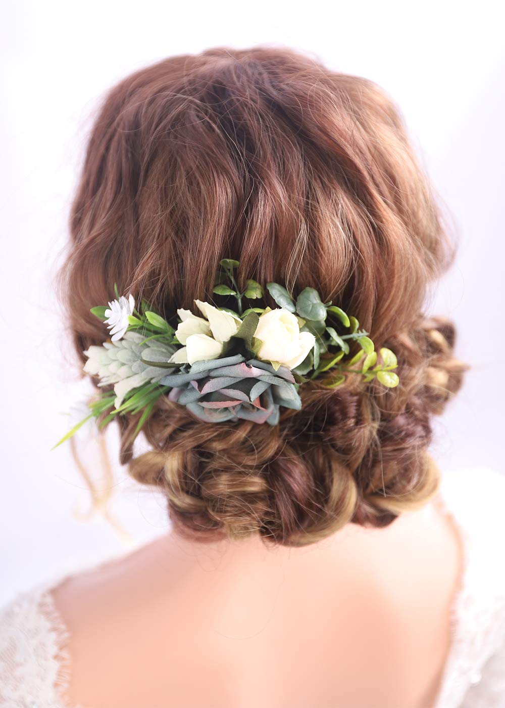 Kercisbeauty Dusty Blue Wedding Floral Hair Comb Navy Blue Headband for Brides Garden Wedding Bridal Bridesmaide Headpiece Girl Prom Hair Dress