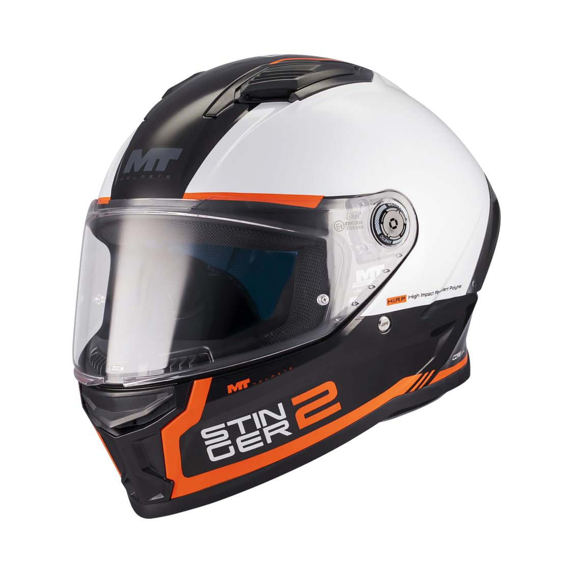 MT Helmets Stinger 2 – Casco Moto Integral Deportivo con Pantalla Antivaho Compatible con Pinlock, Visor Solar Full Vision, Interior Lavable y Calota HIRP | Homologado ECE 22.06 & DOT