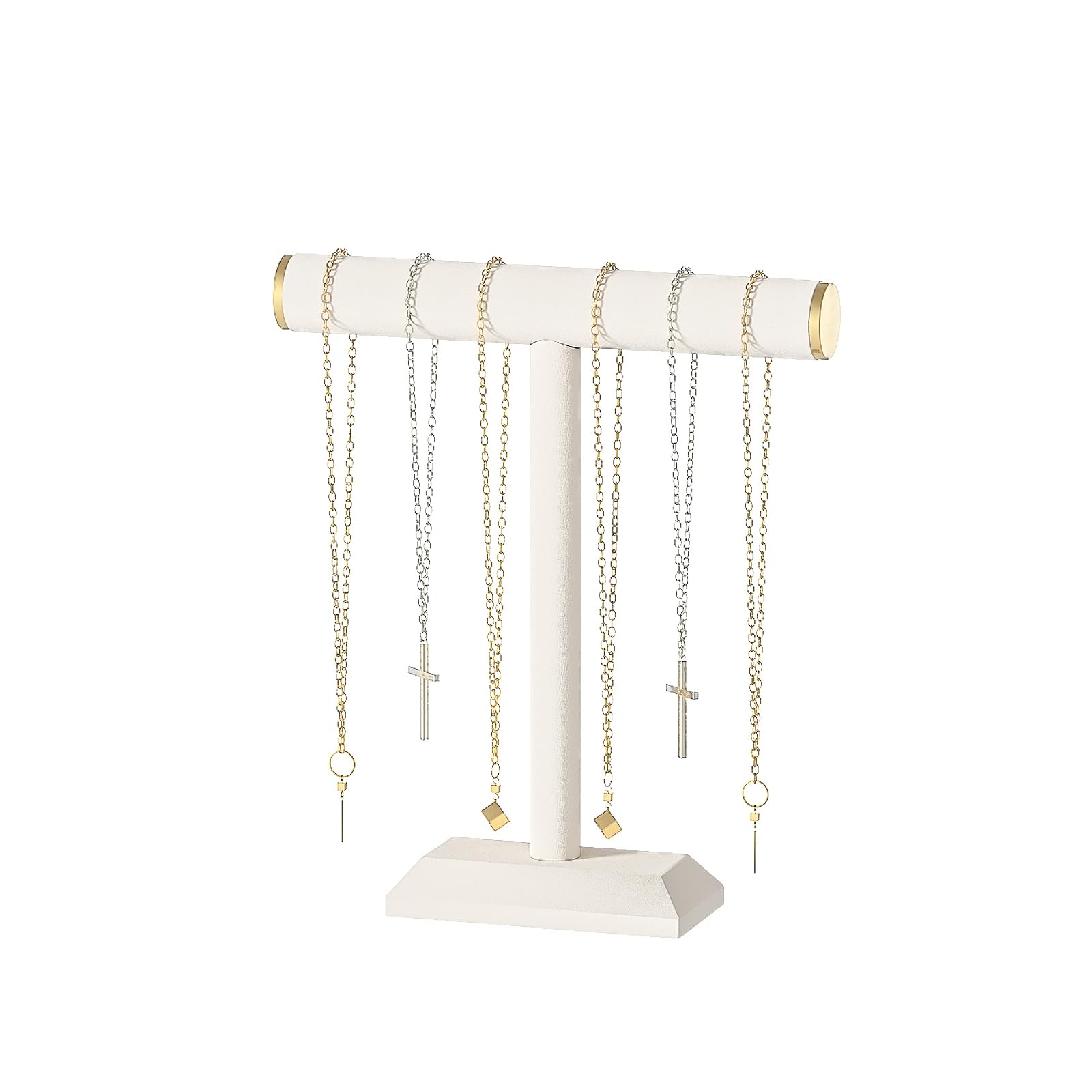 Byken Necklace Holder Organizer,Jewelry Display Stand for Chains Bracelet Selling,T-bar Jewelry Tree. (Beige+Gold)