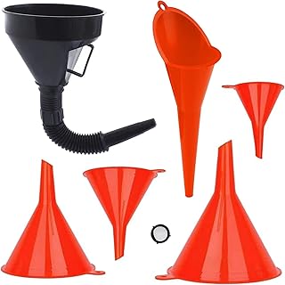 Universal Funnel Set,1Plastic Funnel Gasoline Engine Funnel ,1 Long Mouth Funnel for Car Motorcycles,4 Mini Filling Funnel for Kitchen or Workshop - Oil Funnel（6Pcs）