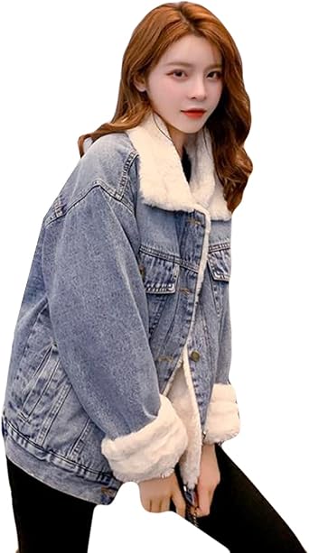 Amazon シジャァーノ ｇジャン レディース 裏起毛 デニム コート 長袖 ムートンジャケット ゆったり ジージャン 厚手 ボアジャケット デニム 綿服 あったか コート ジャケット 通販