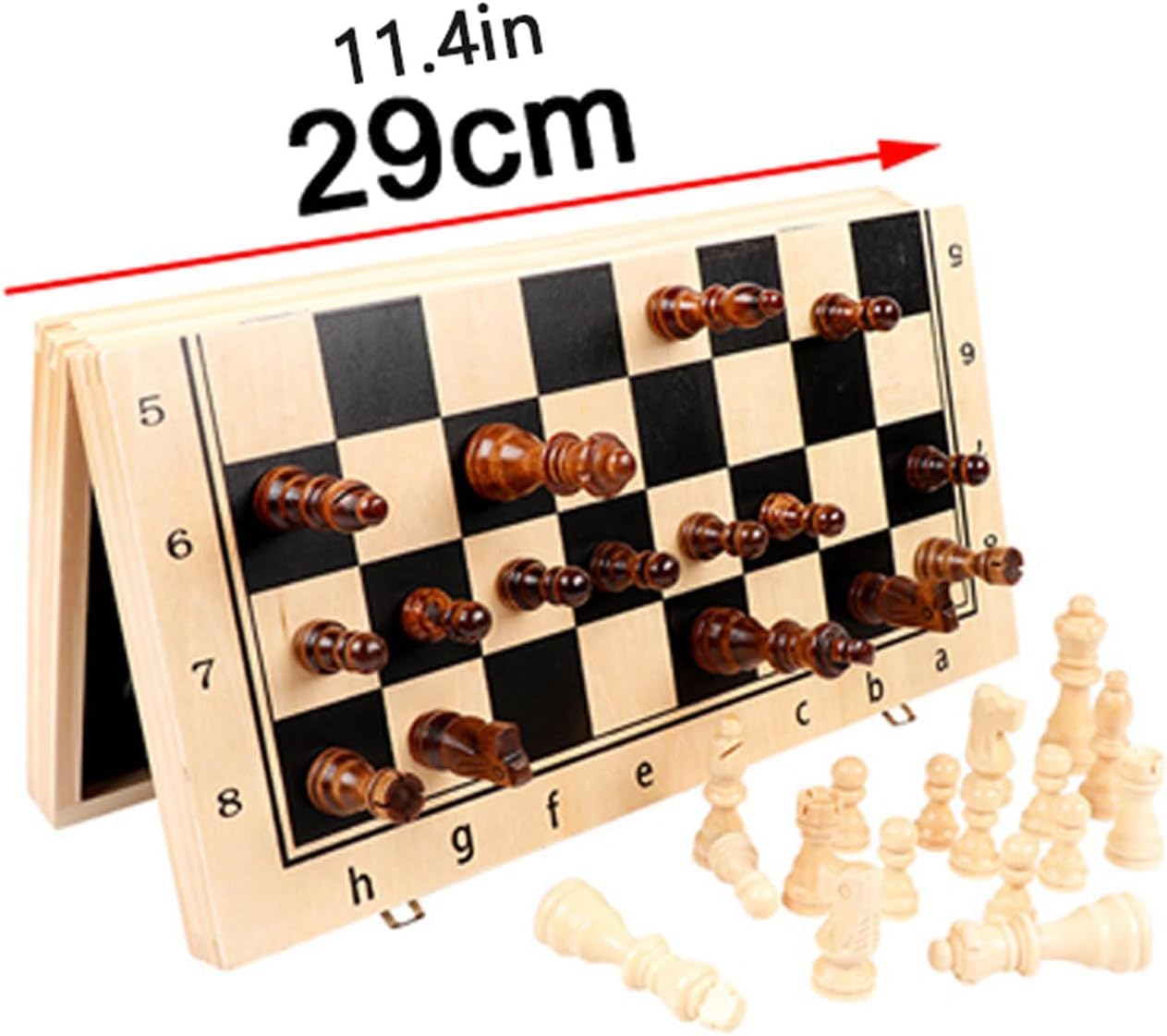 Set da scacchi pieghevole da viaggio, Set di scacchi in legno Slot for riporre i pezzi pieghevoli 4 regali for giochi da tavolo con treni