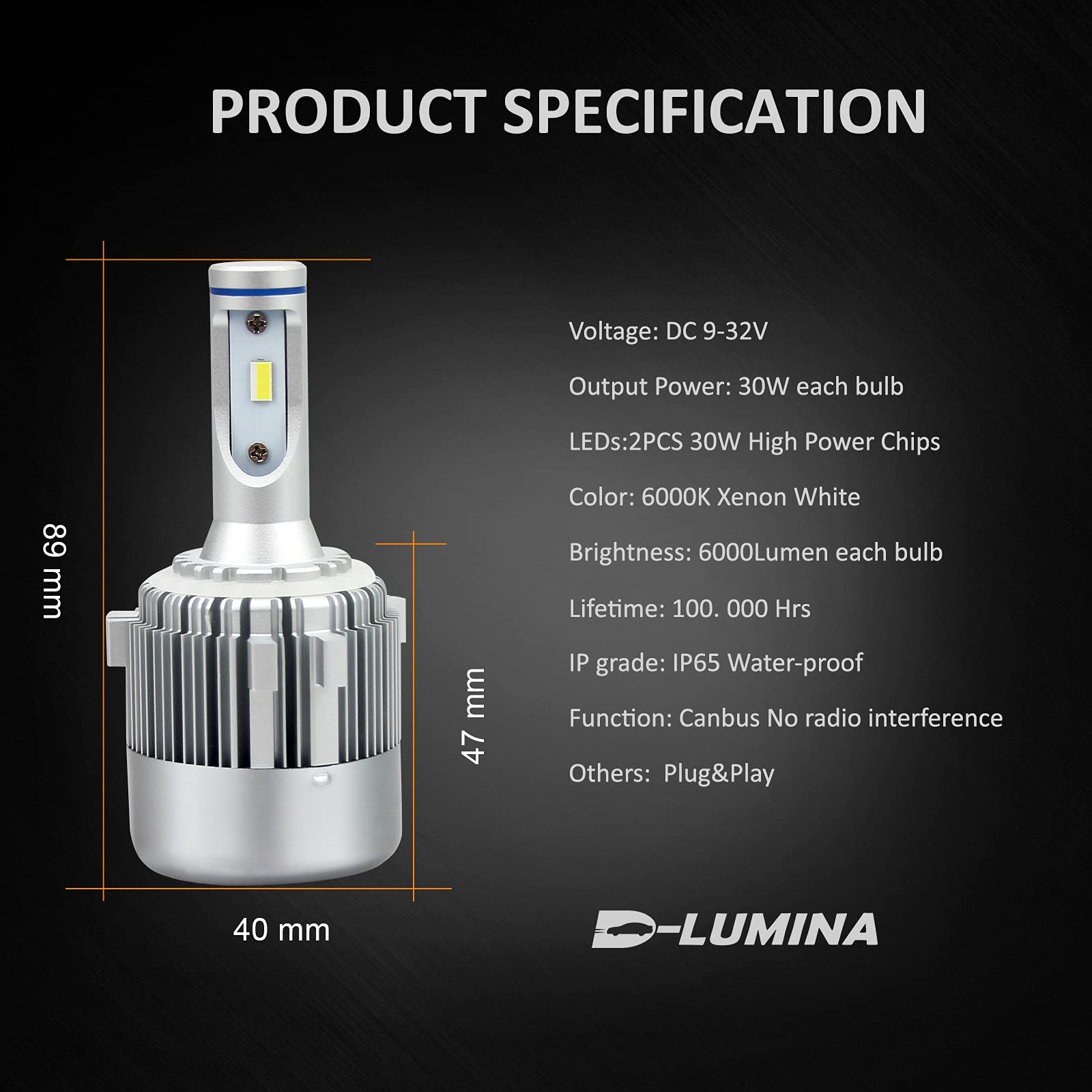 2 Lampade Full Led Canbus H7 Specifico, Compatibile 40W 12V 4000Lumens o 60W 12V 6000Lumens (40W 12V 4000Lumens