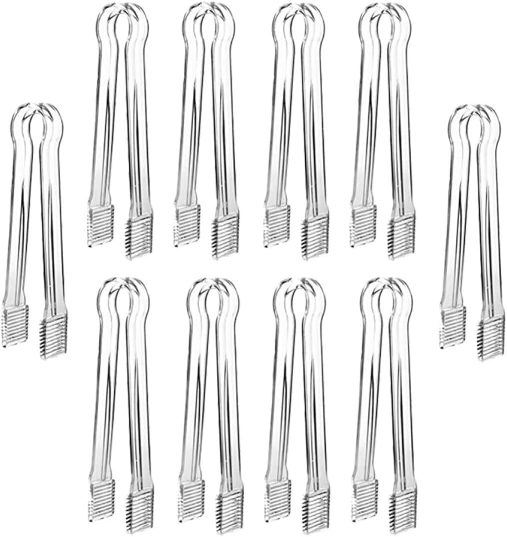 10pcs Acrylic Ice Cube Tongs Food Clip for Serving