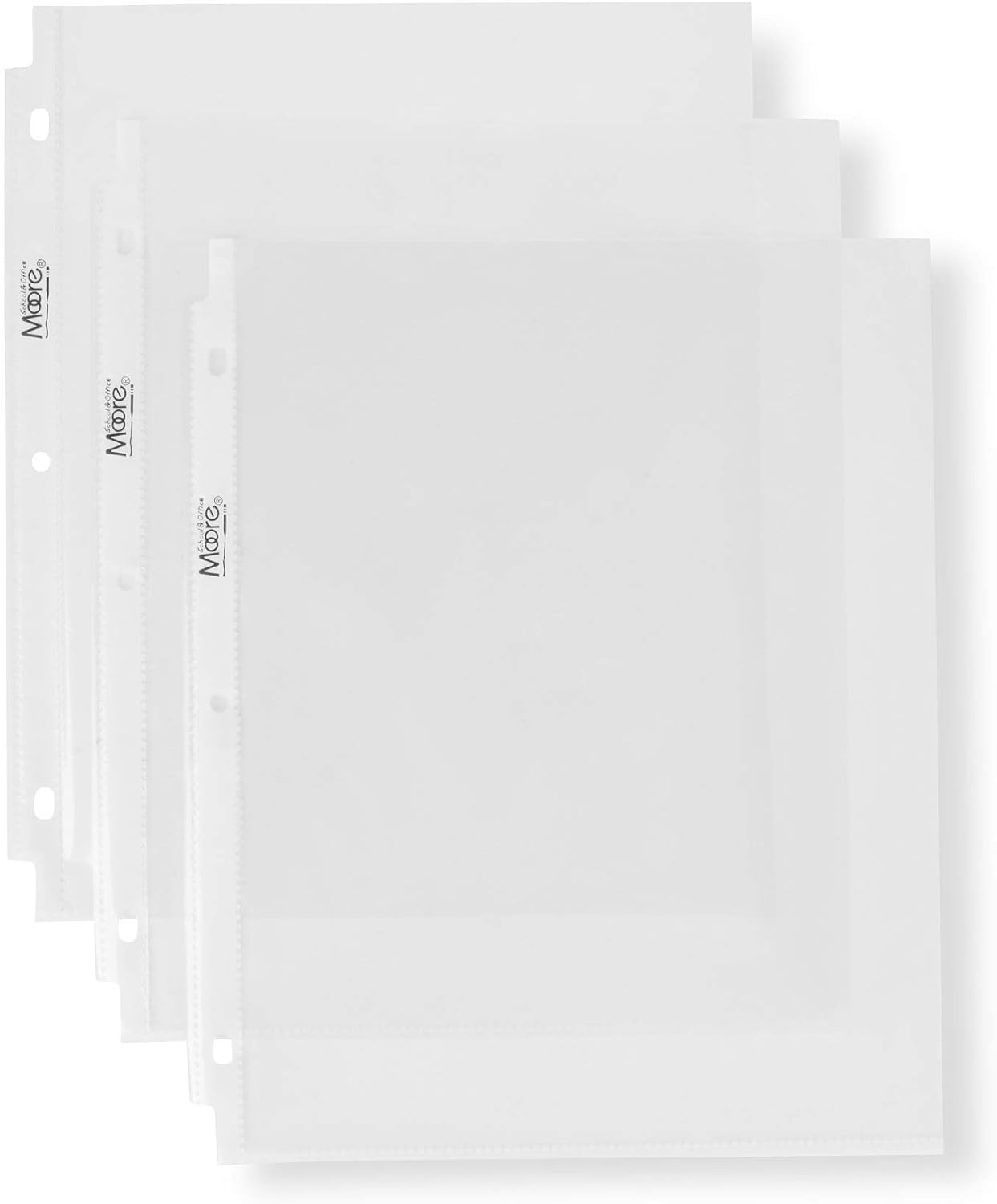 Moore 200 Sheet Protectors, Holds 8.5 x 11 inch Sheets, Clear, Reinforced, Fit Standard 3 Ring Binders, Acid-Free, Archival Safe for Documents and Photos (200 Sheets)