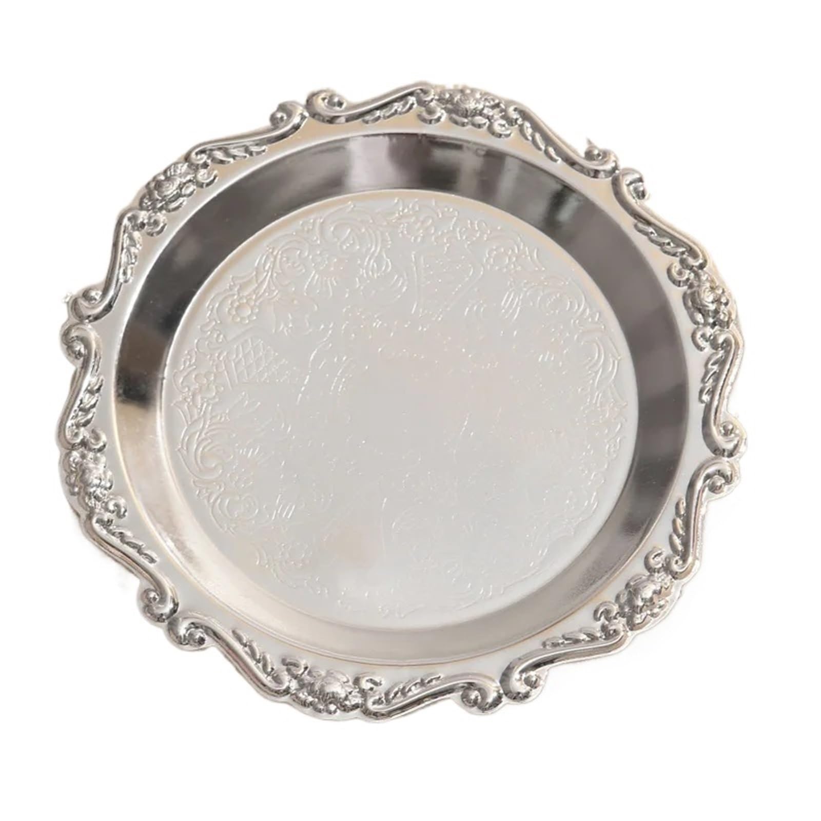 ZHSOAO 4pcs Silver And Gold Iron Plate, Decorative Jewelry Display Tray, Party Supplies, For Storing Various for Jewelry(Color1)