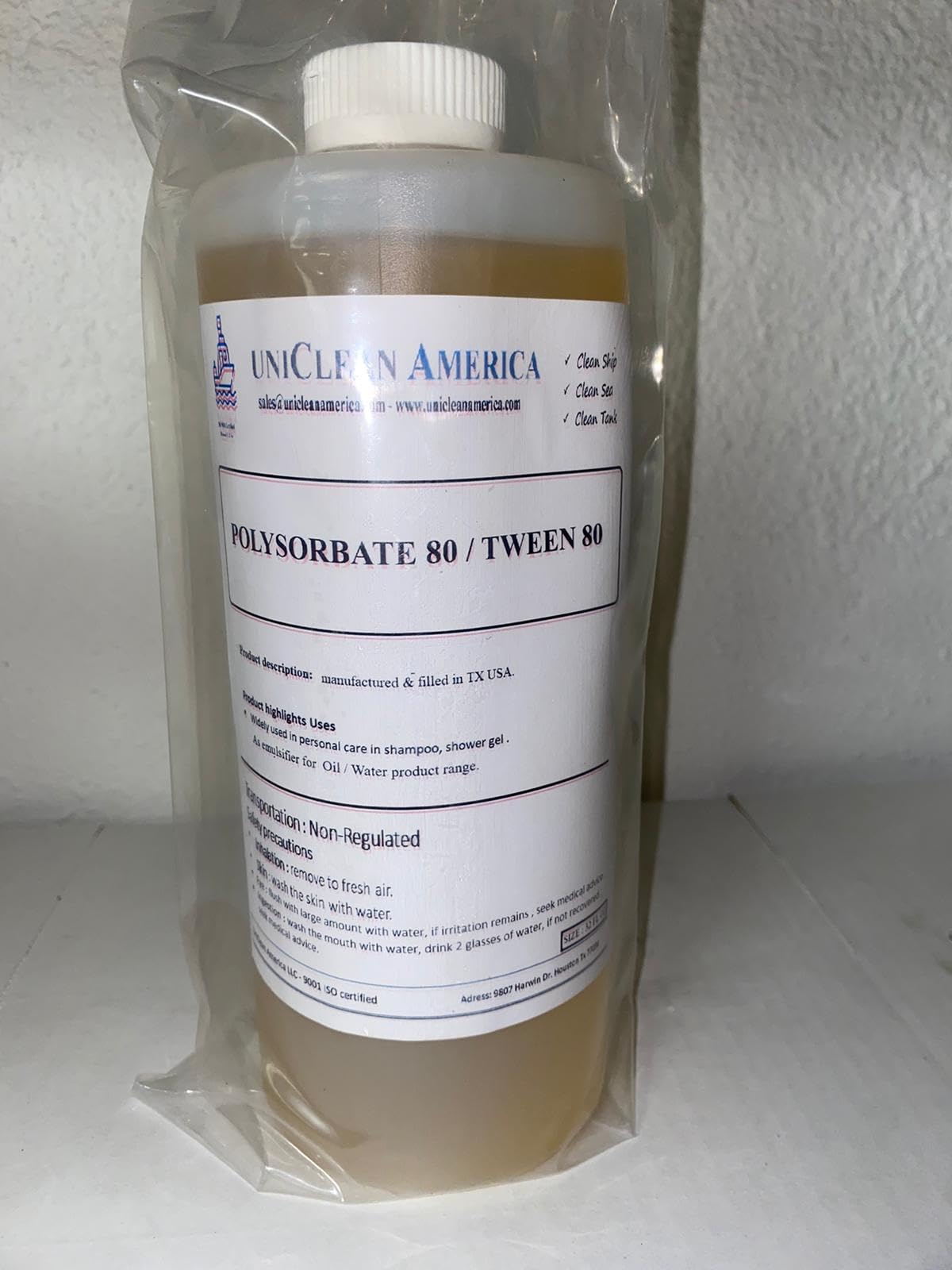Polysorbate 80 - Tween 80 Surfactant - UniClean America - Made in USA - Size: 32 fl oz