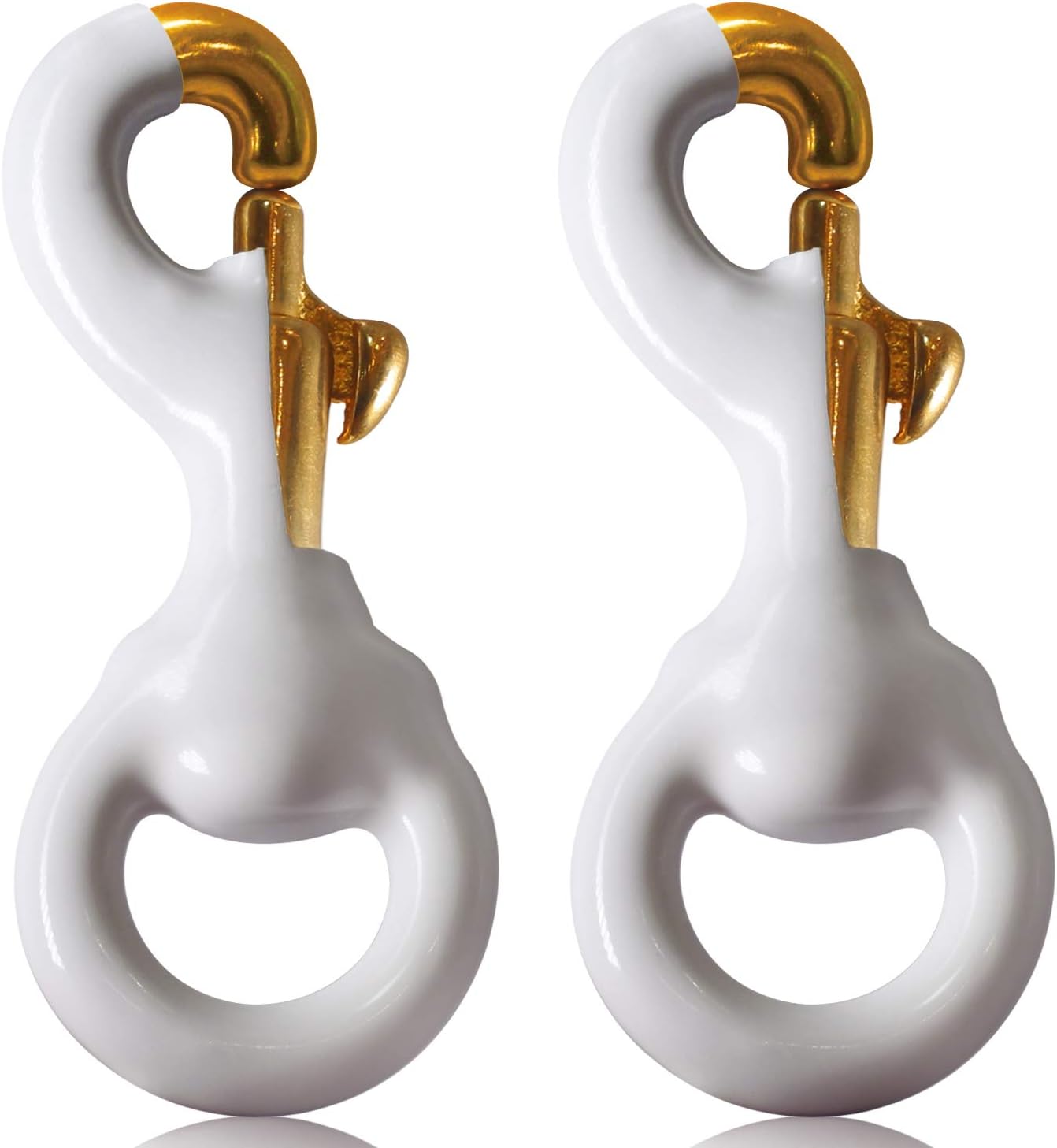 Anley Flag Accessory - 1 Pair White Rubber Coated Brass Swivel Snap Hook - Heavy Duty Flag Pole Halyard Rope Attachment Clip - for Tough Weather Conditions - 3.3 Inch - Two Hook Per Pack