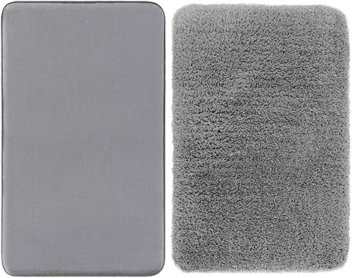 Gorilla Grip Alfombra de baño gruesa de espuma viscoelástica y alfombra de baño de lujo de alta calidad, tamaño de espuma viscoelástica 30 x 20