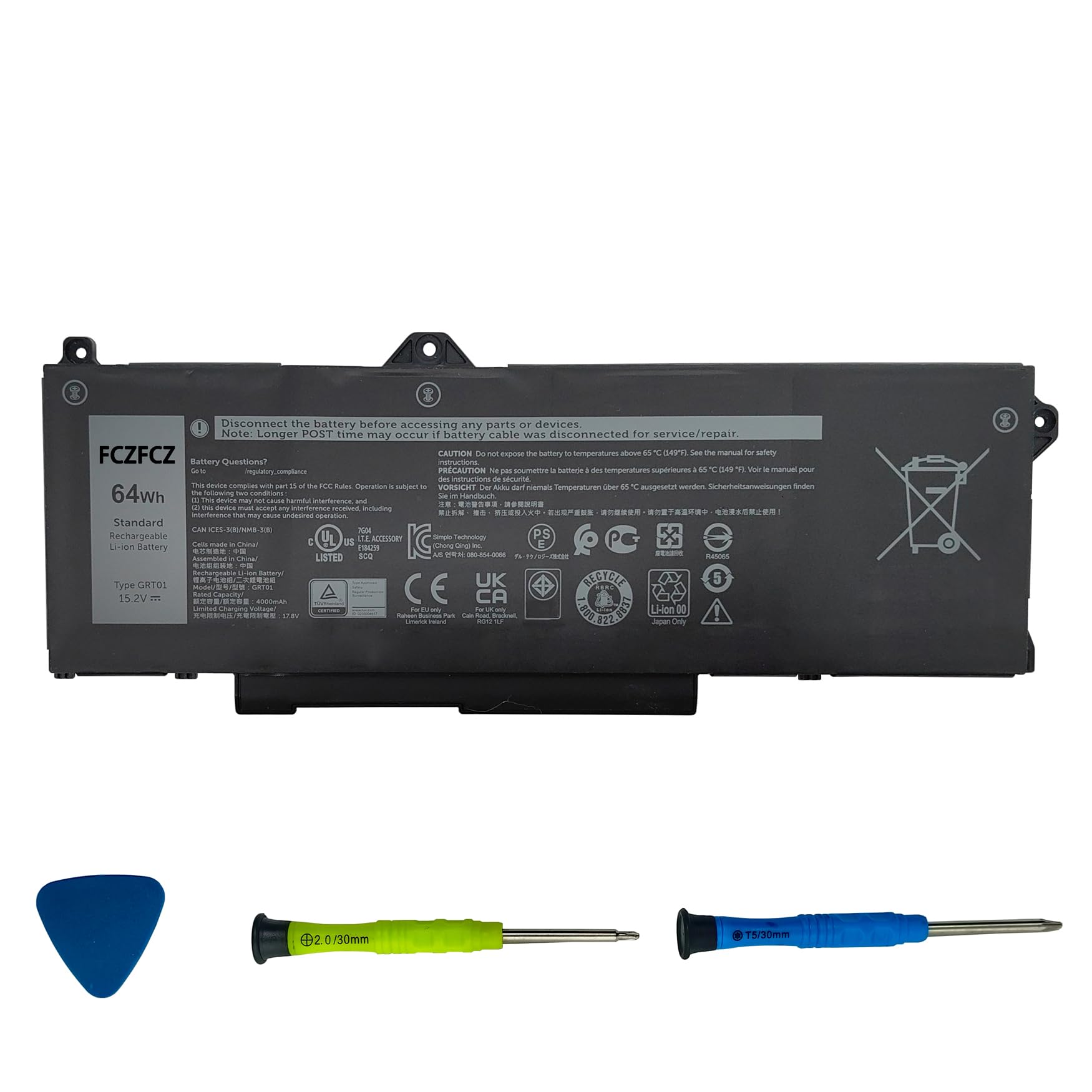 FCZFCZ GRT01 Battery 64Wh 4000mAh Replacement for Dell Latitude
