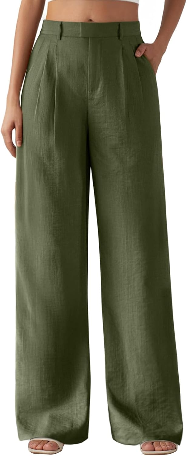 Feiersi Women's Wide Leg Pants Casual High Waisted Slacks Straight Dressy Pants Palazzo Trousers with Pockets - Image 4