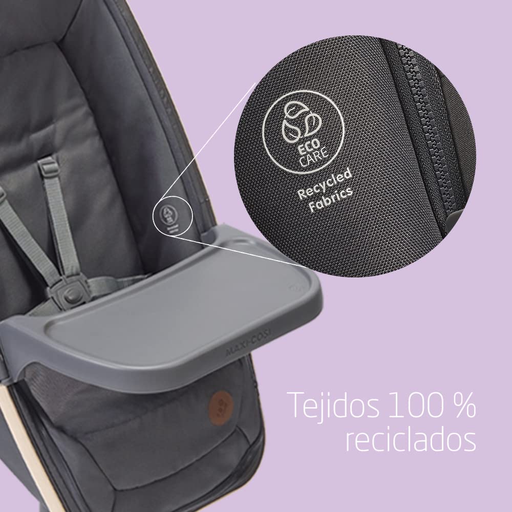 Maxi-Cosi Alba Kit de comida para bebé, bandeja y funda para trona, tejidos 100% reciclados, 6 meses - 3 años (15 kg), Beyond Graphite