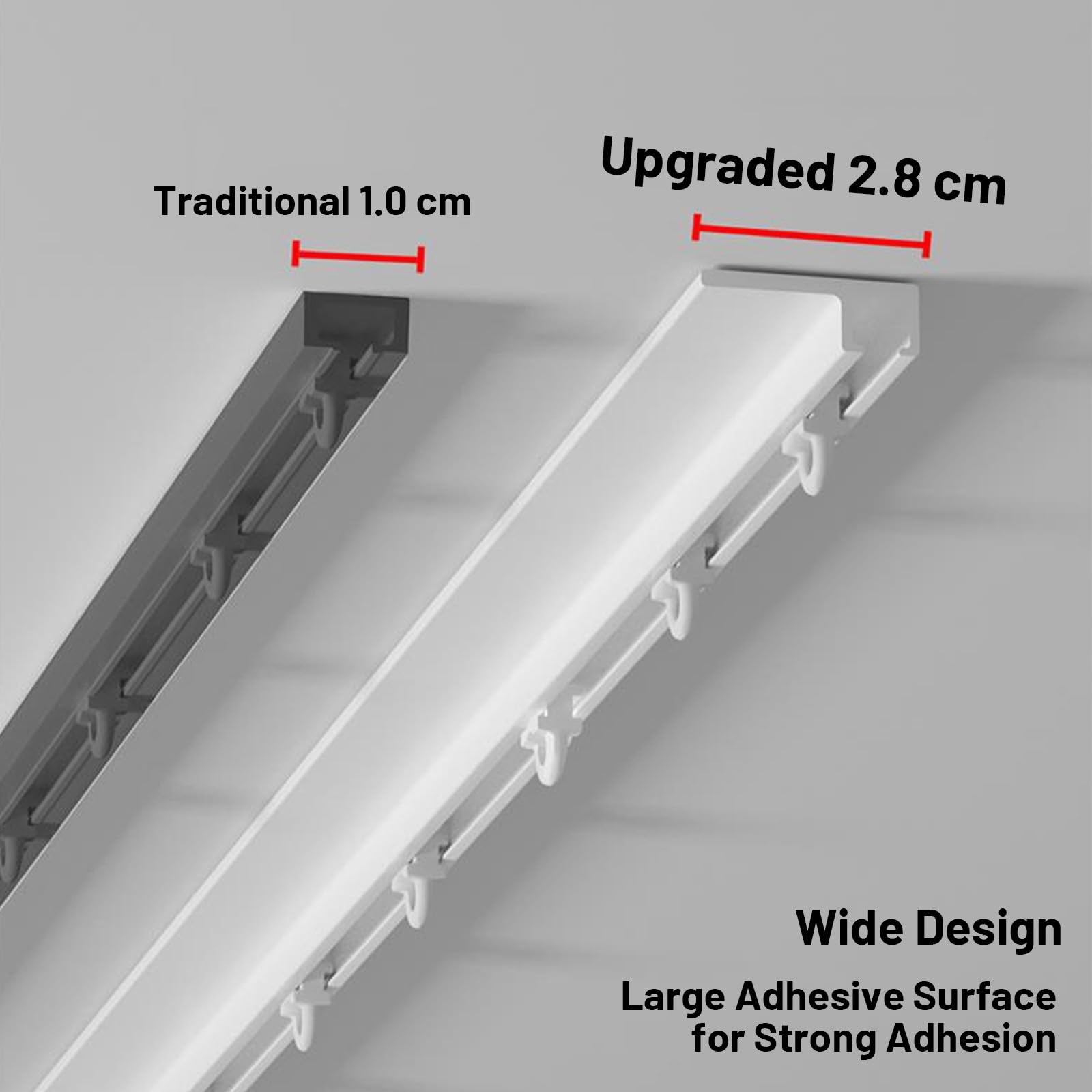 Support de tringle à rideau adhésif pour rideaux coulissants en aluminium – Sans perçage – 13,1/400 cm – Parfait pour chambre à coucher et salle de bain – Finition blanche
