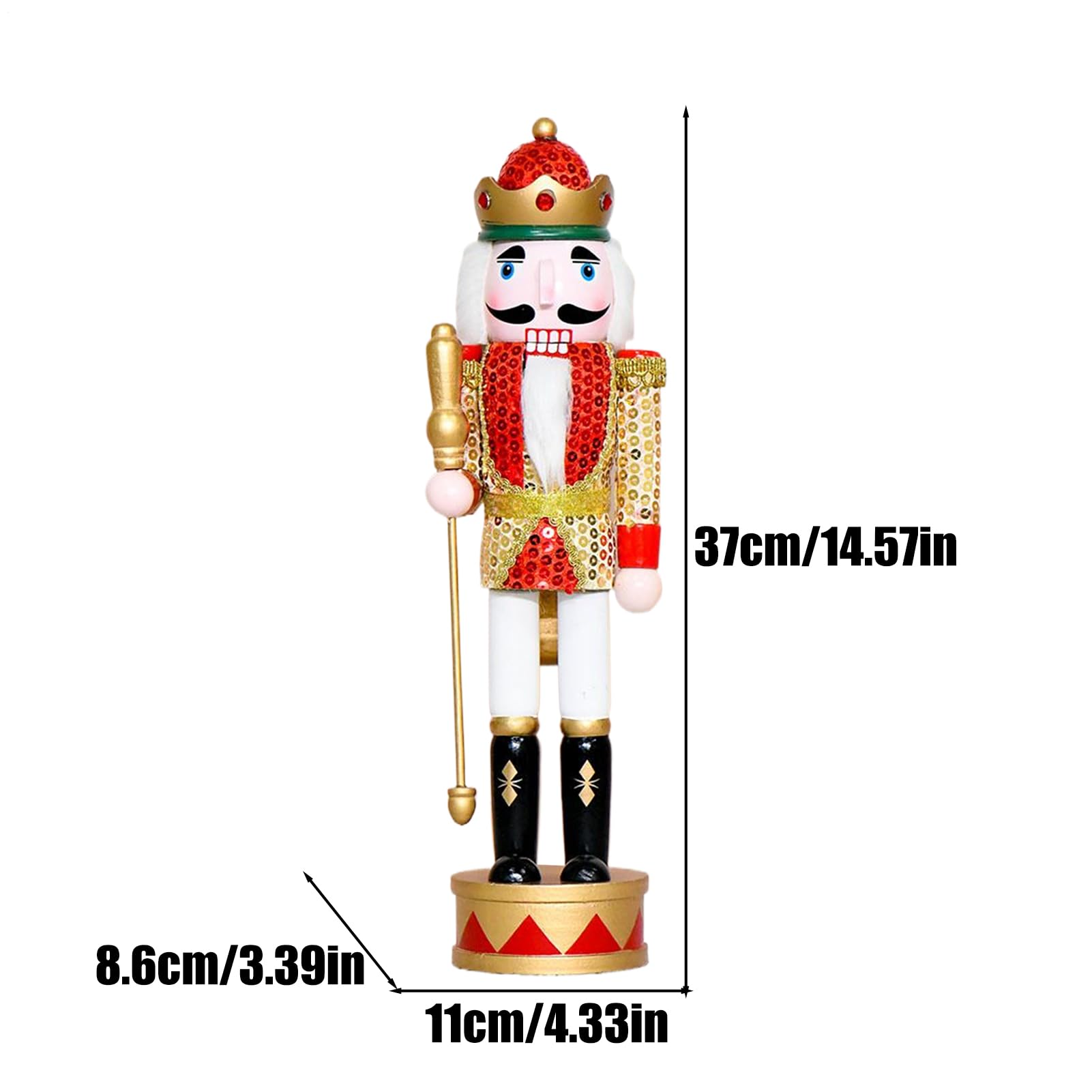 Generisch Bożonarodzeniowy dziadek do orzechów | drewniany dziadek do orzechów, dekoracja stołu, tradycyjna figurka 35 cm, do kuchni, jadalni, salonu, na imprezę, dekoracja